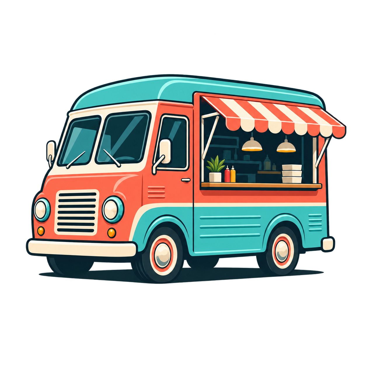 New AI-created illustration, not an archived original Vibrant Food Truck — AI-created example